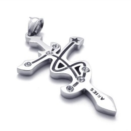 Pendentif Bélier En Titane Et Strass