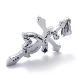 Pendentif Lion En Titane Avec Strass