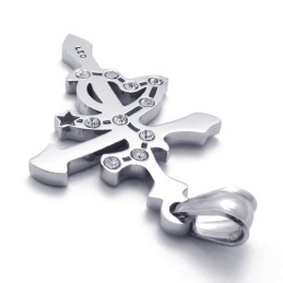 Pendentif Lion En Titane Avec Strass