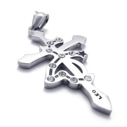 Pendentif Lion En Titane Avec Strass