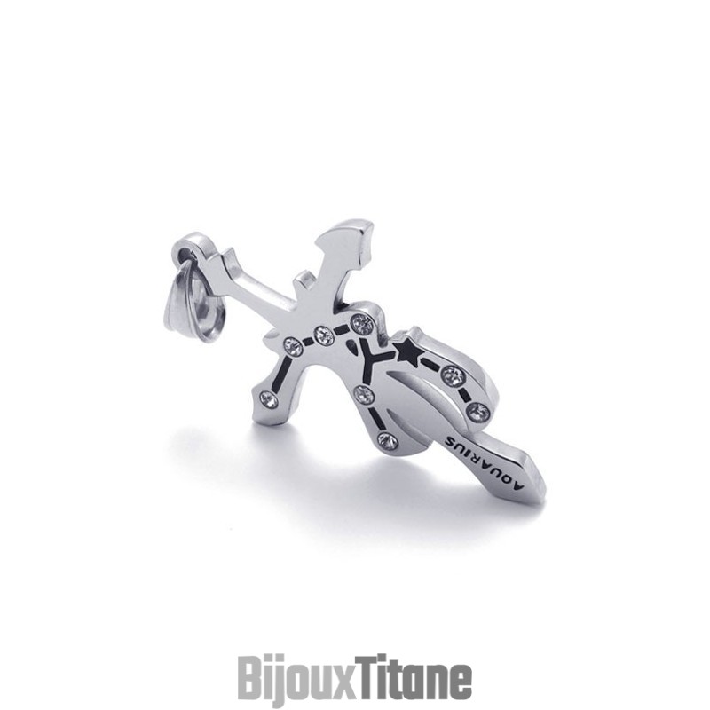 Pendentif Aquarius En Titane Et Strass Pendentif Aquarius En Titane Et Strass