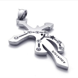 Pendentif Aquarius En Titane Et Strass