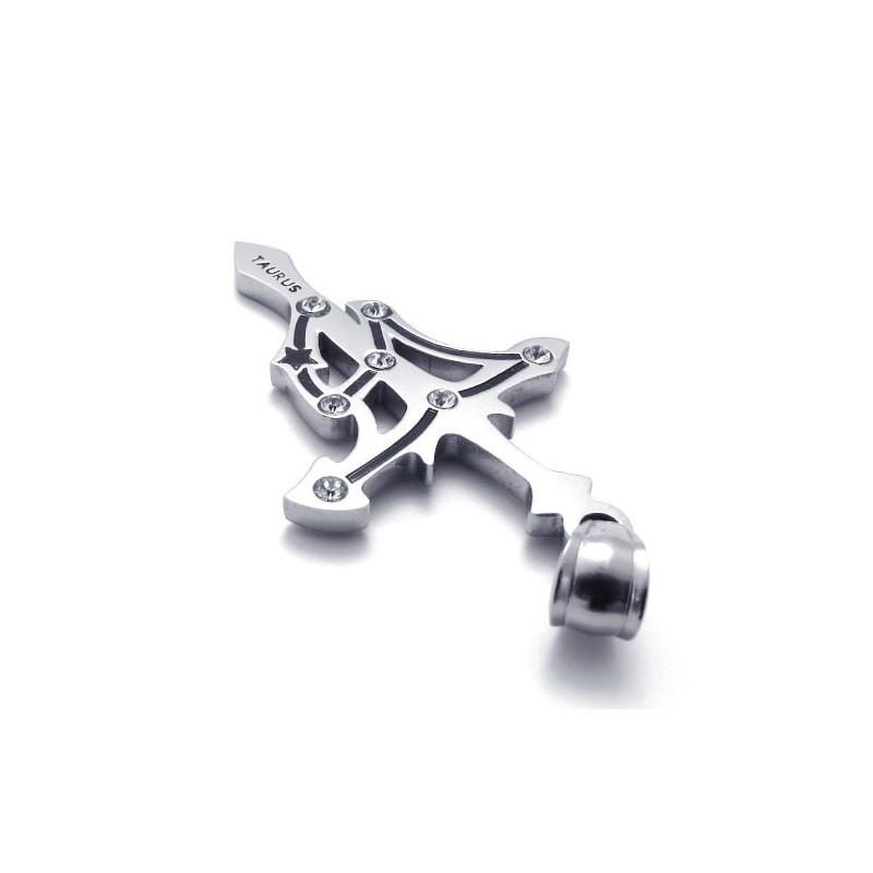Pendentif Taureau En Titane Avec Strass Pendentif Taureau En Titane Avec Strass