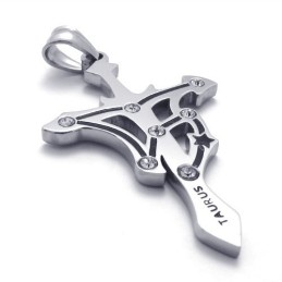 Pendentif Taureau En Titane Avec Strass