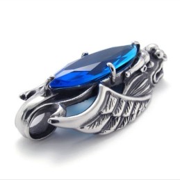Pendentif Tête De Dragon En Titane Avec Zircon Bleu