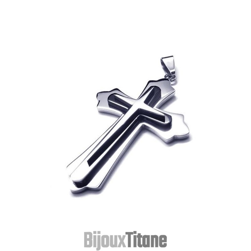 Collier Avec Pendentif Croix En Titane Pur Et Argent Noir Pour Homme Collier Avec Pendentif Croix En Titane Pur Et Argent Noir Pour Homme