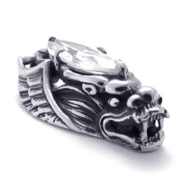 Pendentif Tête De Dragon En Titane Avec Zircon