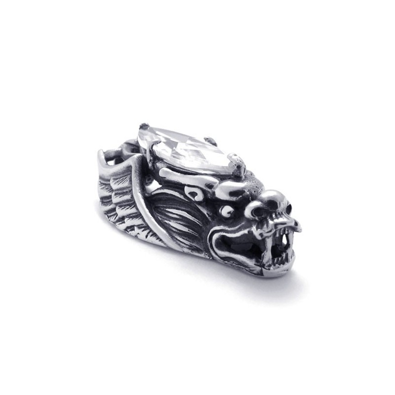 Pendentif Tête De Dragon En Titane Avec Zircon