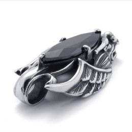 Pendentif Tête De Dragon En Titane Avec Zircon Noir