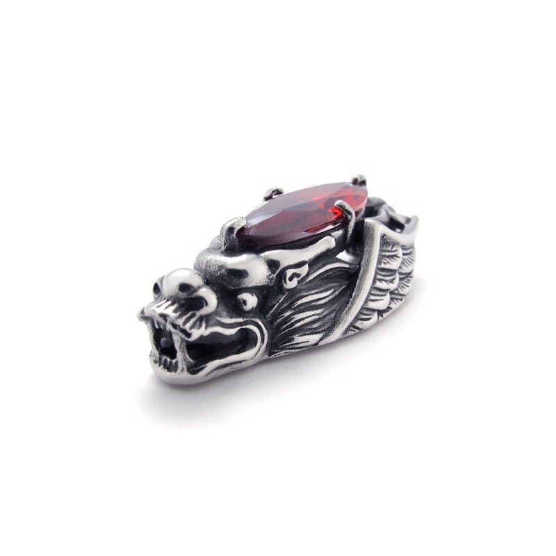 Pendentif Tête De Dragon En Titane Avec Zircon Rouge Pendentif Tête De Dragon En Titane Avec Zircon Rouge