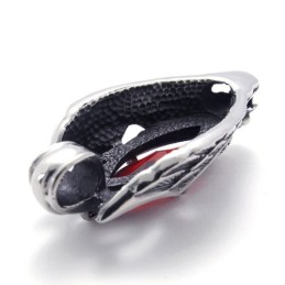 Pendentif Tête De Dragon En Titane Avec Zircon Rouge