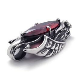 Pendentif Tête De Dragon En Titane Avec Zircon Rouge