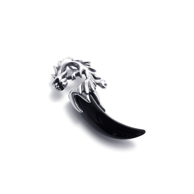 Pendentif Dent De Loup Noir En Titane