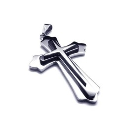 Collier Avec Pendentif Croix En Titane Pur Et Argent Noir Pour Homme