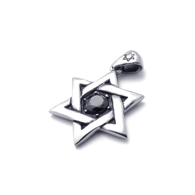 Pendentif Étoile Porte-Bonheur En Titane Avec Zircon Noir Pendentif Étoile Porte-Bonheur En Titane Avec Zircon Noir