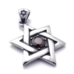 Pendentif Étoile Porte-Bonheur En Titane Et Zircon Rouge