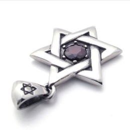 Pendentif Étoile Porte-Bonheur En Titane Et Zircon Rouge