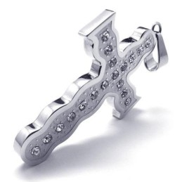 Collier Avec Pendentif Croix En Argent Et Titane Pur Pour Homme (Neuf)