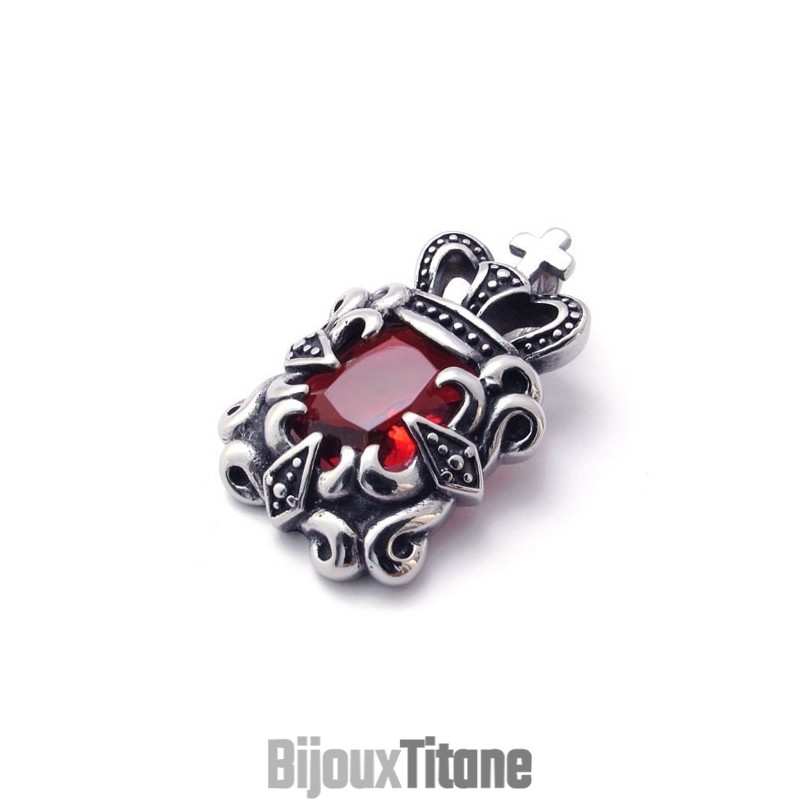 Pendentif En Titane Avec Zircon Rouge Pendentif En Titane Avec Zircon Rouge