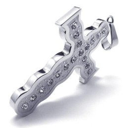 Collier Avec Pendentif Croix En Argent Et Titane Pur Pour Homme (Neuf)