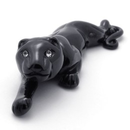 Pendentif Lion Noir En Titane Avec Strass