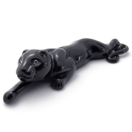 Pendentif Lion Noir En Titane Avec Strass