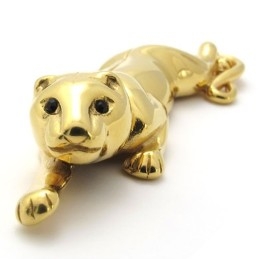 Pendentif Lion En Titane Et Or Avec Zircons