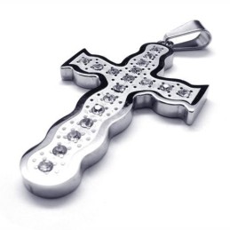 Collier Avec Pendentif Croix En Argent Et Titane Pur Pour Homme (Neuf)