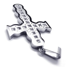 Collier Avec Pendentif Croix En Argent Et Titane Pur Pour Homme (Neuf)