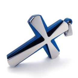 Pendentif Croix Bleu Et Titane