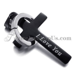 Pendentif Croix Et Cercle En Titane Noir