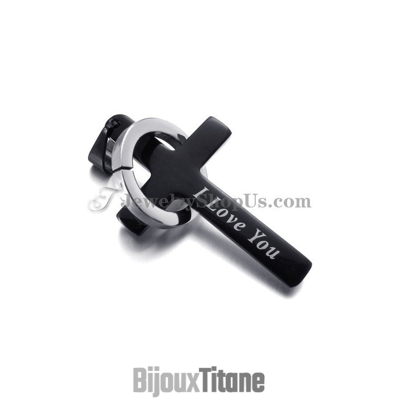 Pendentif Croix Et Cercle En Titane Noir Pendentif Croix Et Cercle En Titane Noir