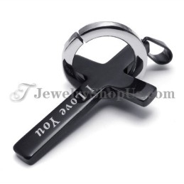 Pendentif Croix Et Cercle En Titane Noir