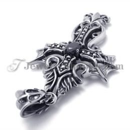 Pendentif Croix En Titane Avec Zircon Noir