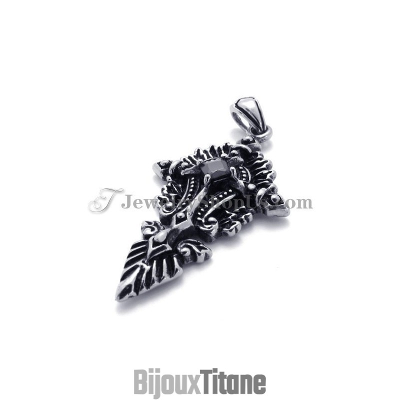 Pendentif Tendance En Titane Avec Zircon Noir Pendentif Tendance En Titane Avec Zircon Noir