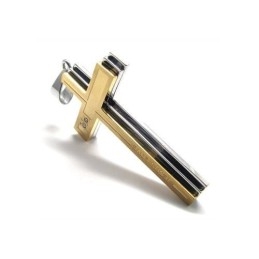 Collier Pendentif Croix En Titane Pur Doré Et Argenté