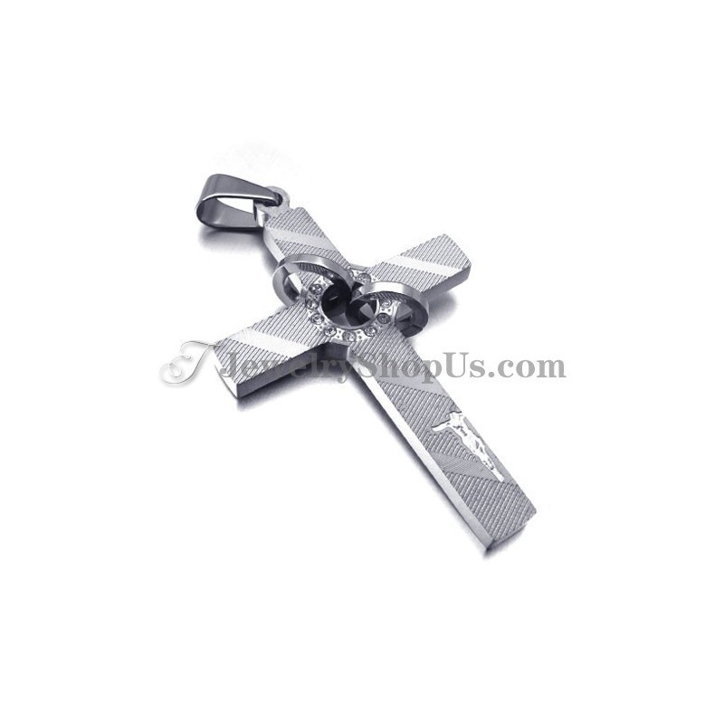 Pendentif Croix En Titane Avec Strass Ronds
