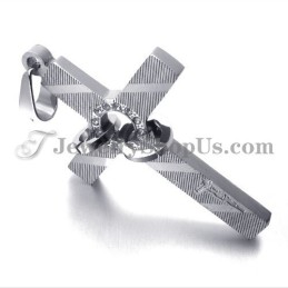 Pendentif Croix En Titane Avec Strass Ronds
