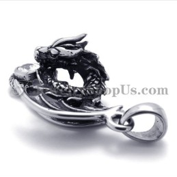 Pendentif Dragon En Titane Avec Zircon