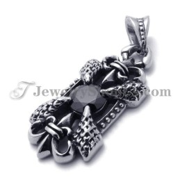 Pendentif Élégant En Titane Avec Zircon Noir