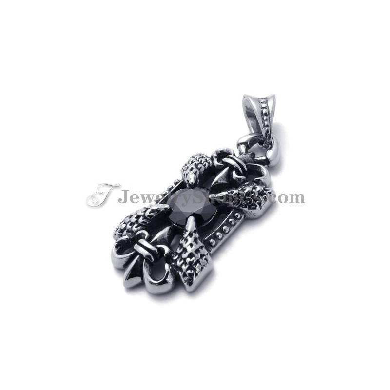 Pendentif Élégant En Titane Avec Zircon Noir Pendentif Élégant En Titane Avec Zircon Noir