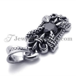 Pendentif Élégant En Titane Avec Zircon Noir