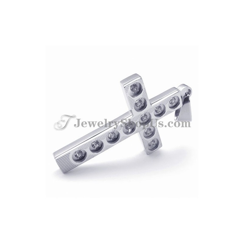 Pendentif Croix Élégant En Titane Avec Strass Pendentif Croix Élégant En Titane Avec Strass