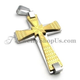 Élégant Pendentif Croix En Titane Doré