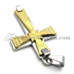 Élégant Pendentif Croix En Titane Doré
