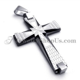 Élégant Pendentif Croix En Titane Noir