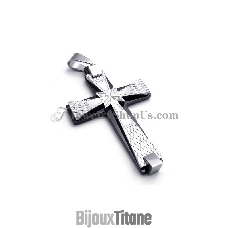 Élégant Pendentif Croix En Titane Noir Élégant Pendentif Croix En Titane Noir