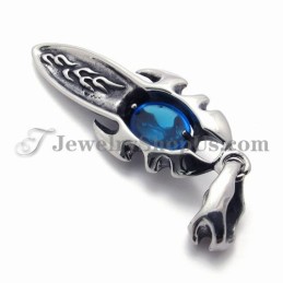 Pendentif Tendance En Titane Et Zircon Bleu