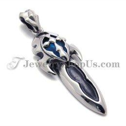 Pendentif Tendance En Titane Et Zircon Bleu