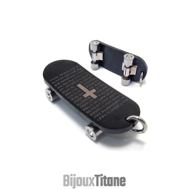 Collier Avec Pendentif En Forme De Croix En Titane Pur Pour Skateboard Collier Avec Pendentif En Forme De Croix En Titane Pur Pour Skateboard